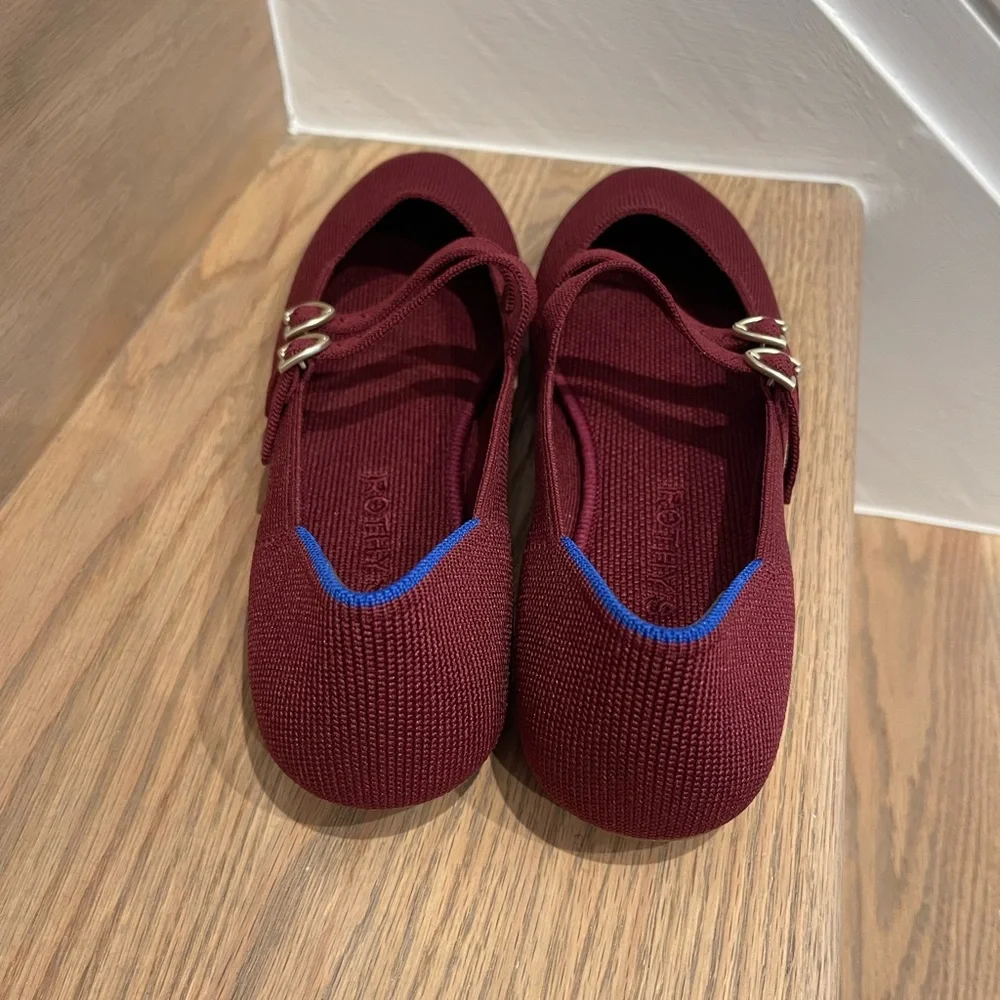 Rothy’s The Double Buckle Mary Jane Cabernet Burgundy Size 8.5 New NWOB Flats - Picture 3 of 16